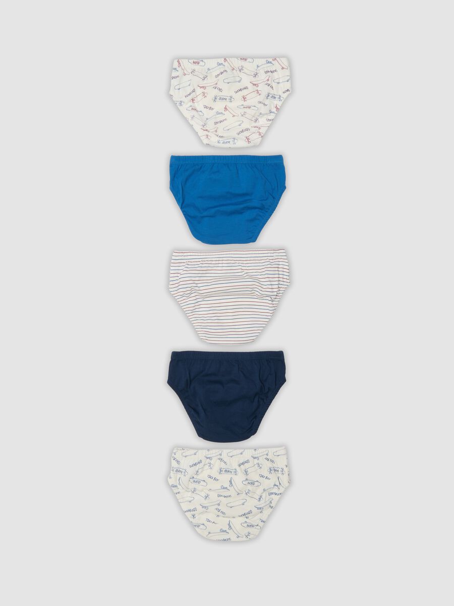 Multipack di cinque slip multicolor in puro cotone organico con stampa skate_1