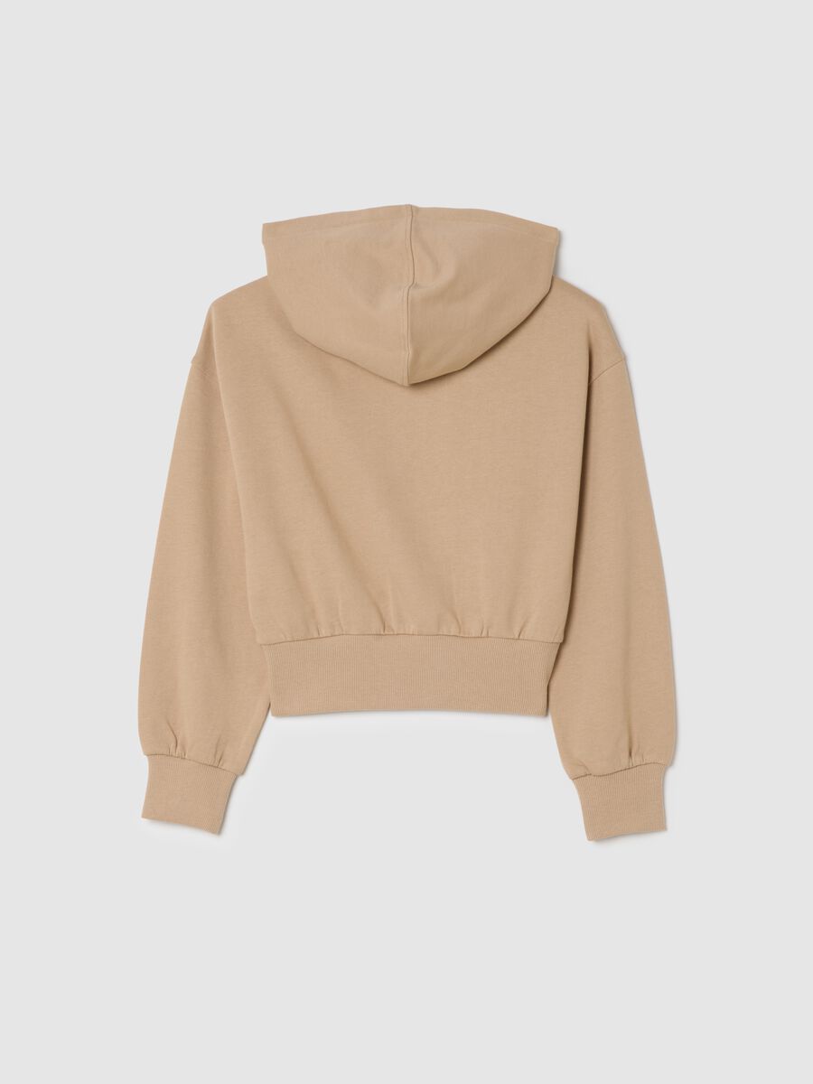 Girls' beige cropped sweatshirt in pure cotton regular fit_1