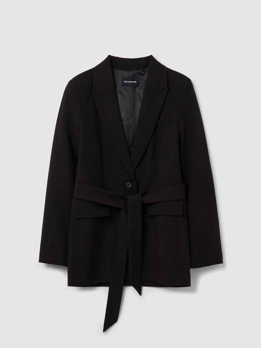 Single-breasted blazer with belt_4