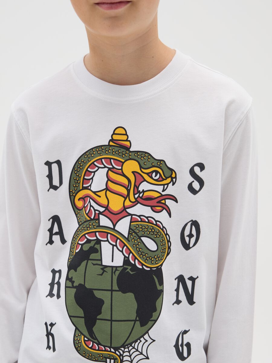 T-shirt da ragazzo in puro cotone bianca regular fit_2