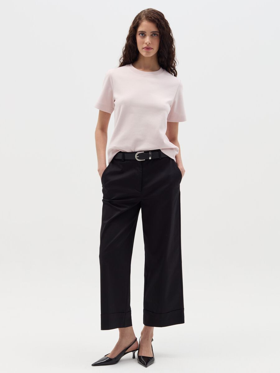 Solid colour T-shirt with round neck_1