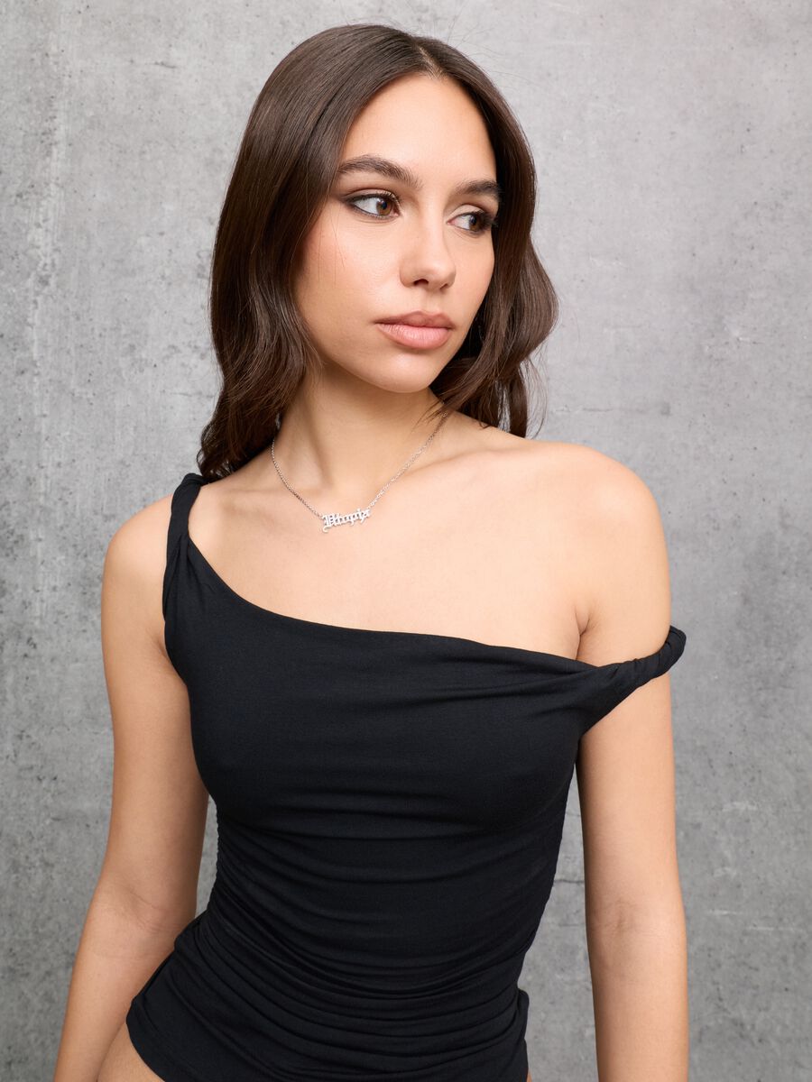 Asymmetrical Tank Top Black_2
