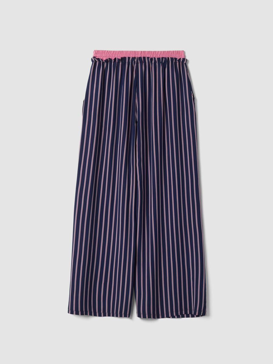 Pantaloni pigiama blu in pura viscosa a righe_2