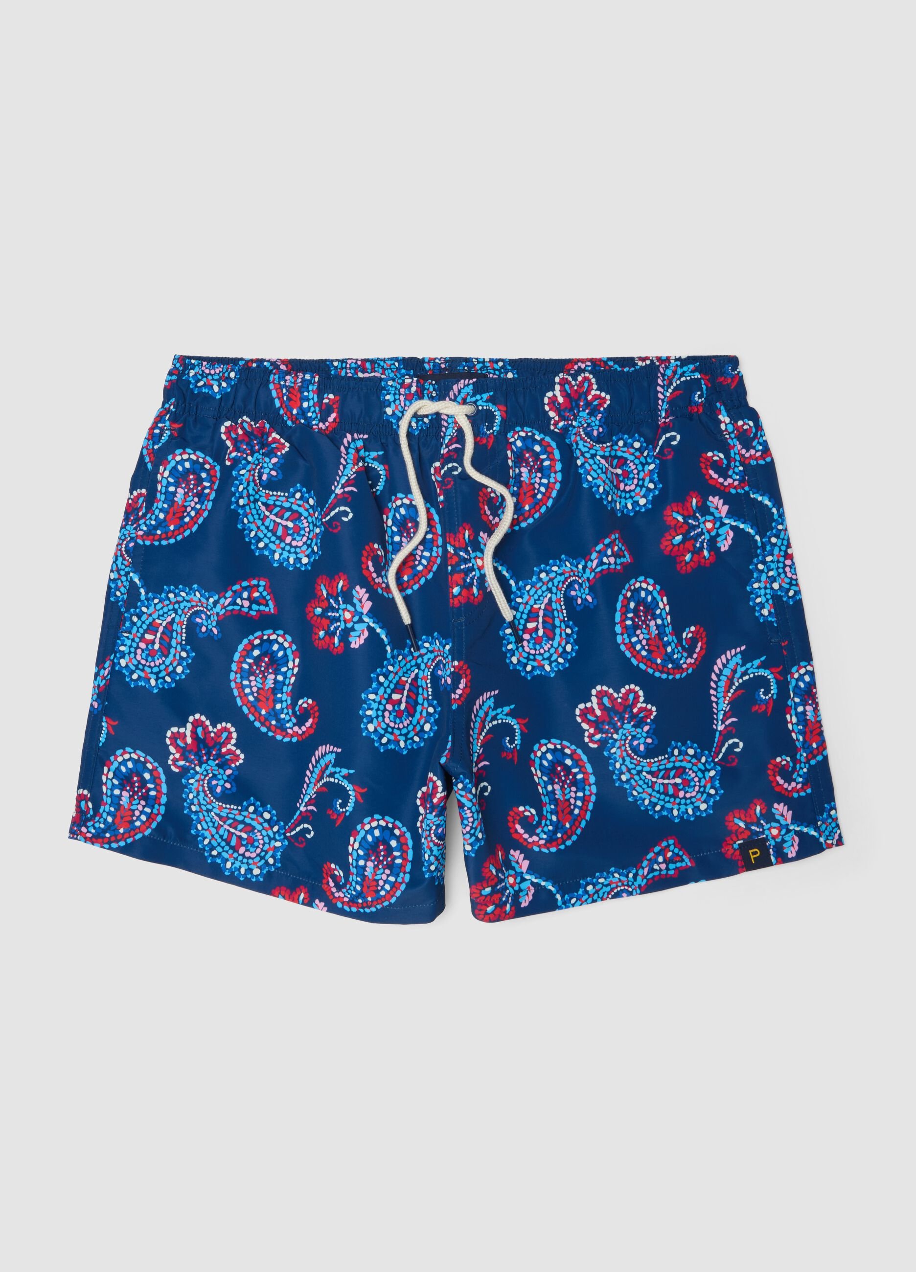 Blue paisley-print swim shorts
