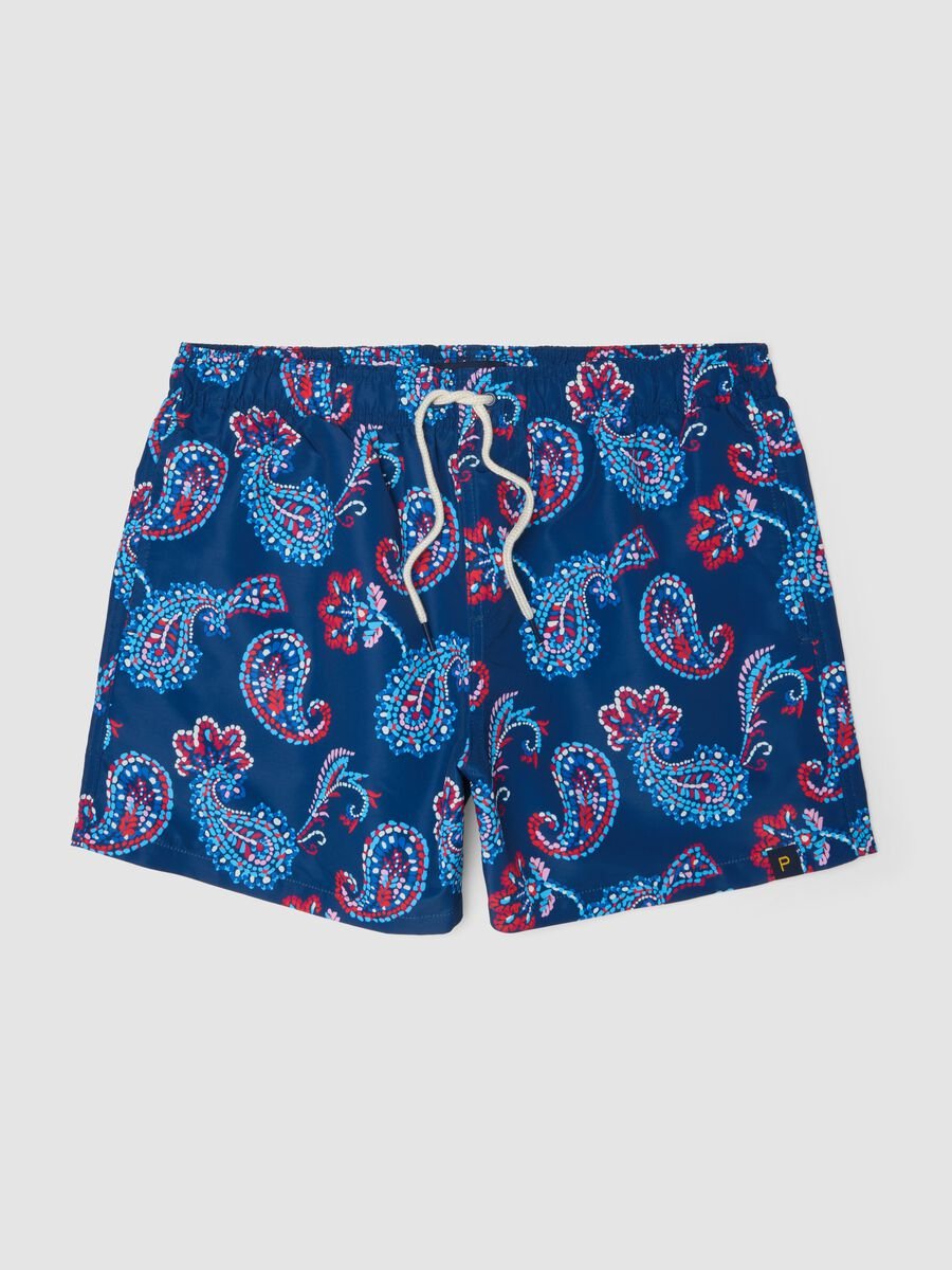 Blue paisley-print swim shorts_0