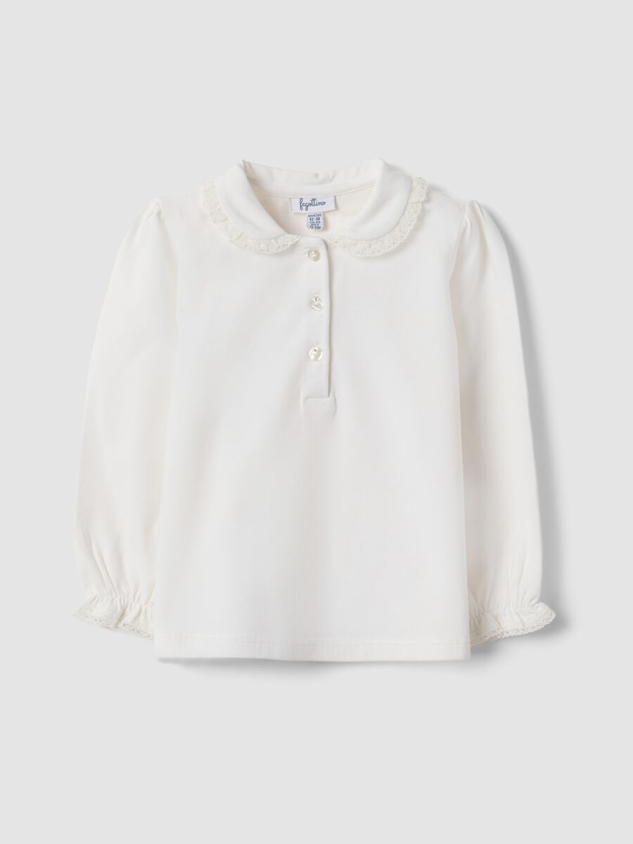 Polo bianca in cotone organico elasticizzato_0