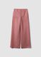 Pink linen-viscose blend wide-leg trousers with structured waistband_0