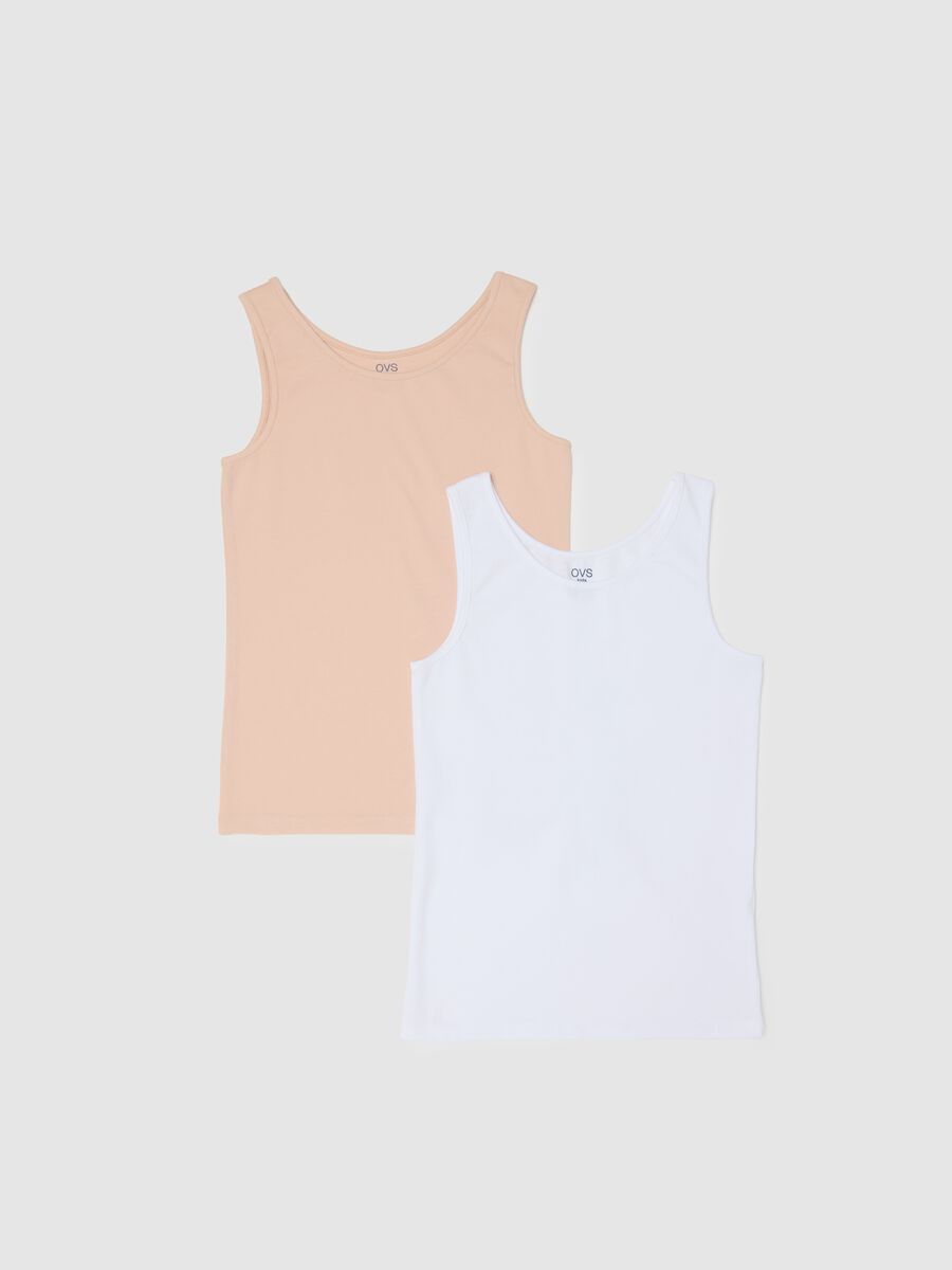 Bipack di canottiere da ragazza in cotone multicolor regular fit_0
