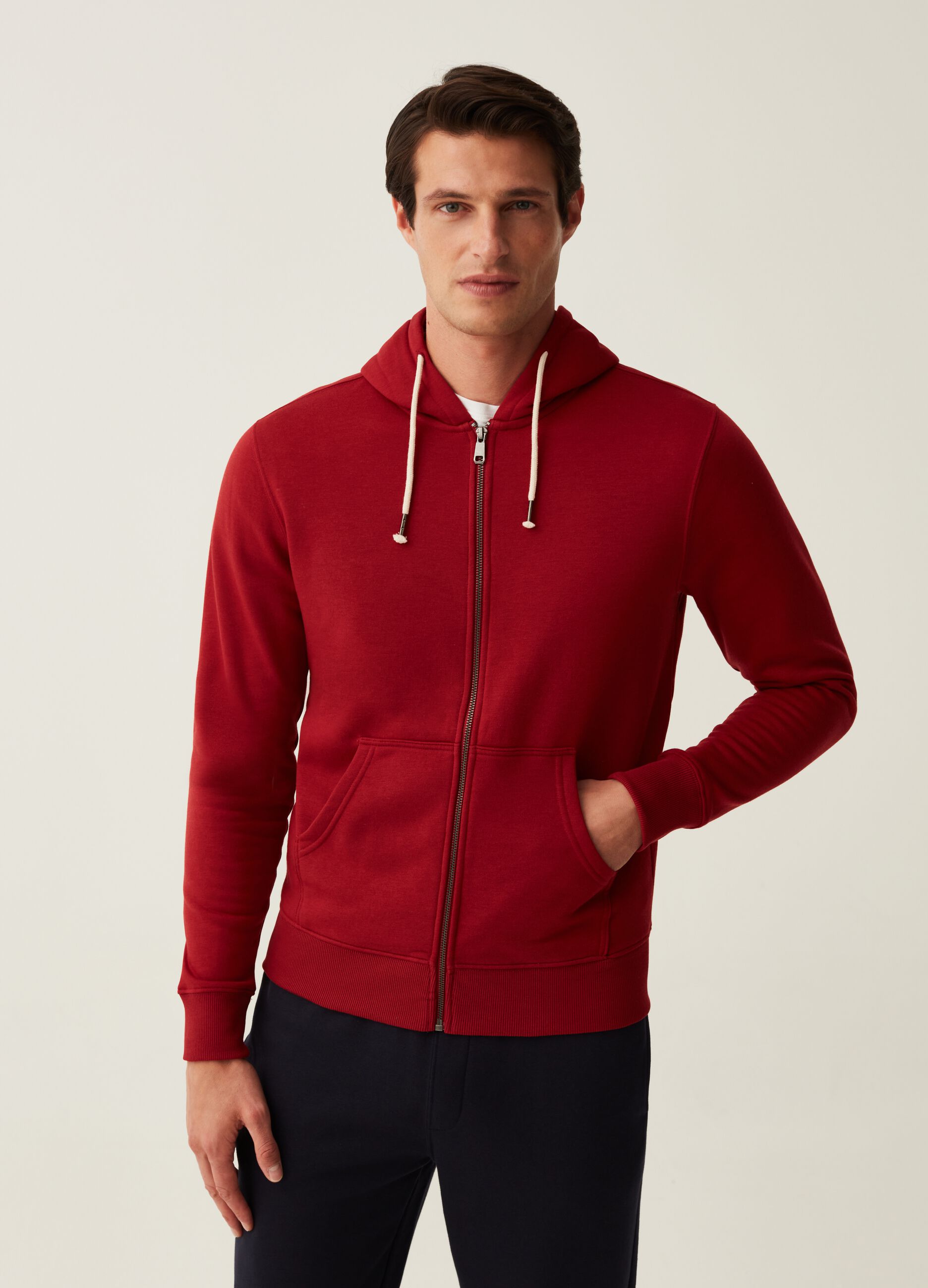Full-zip in felpa con cappuccio_0