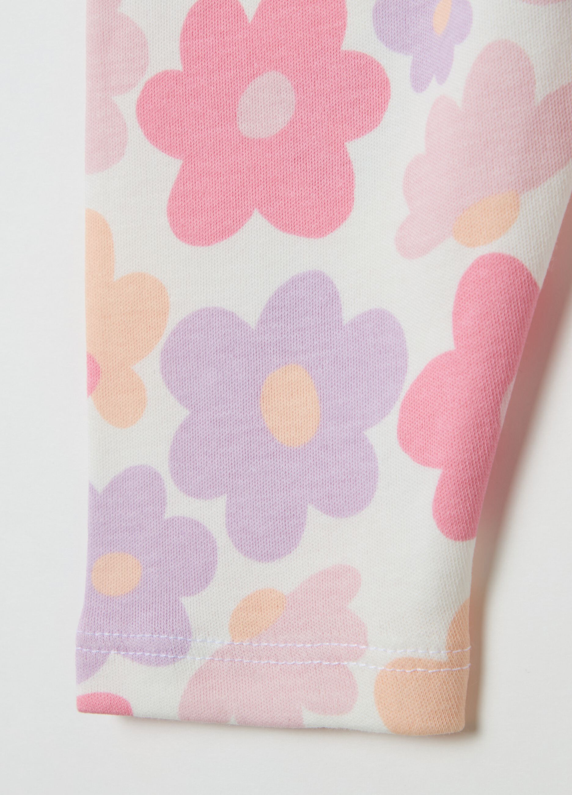 Cotton leggings with flowers print