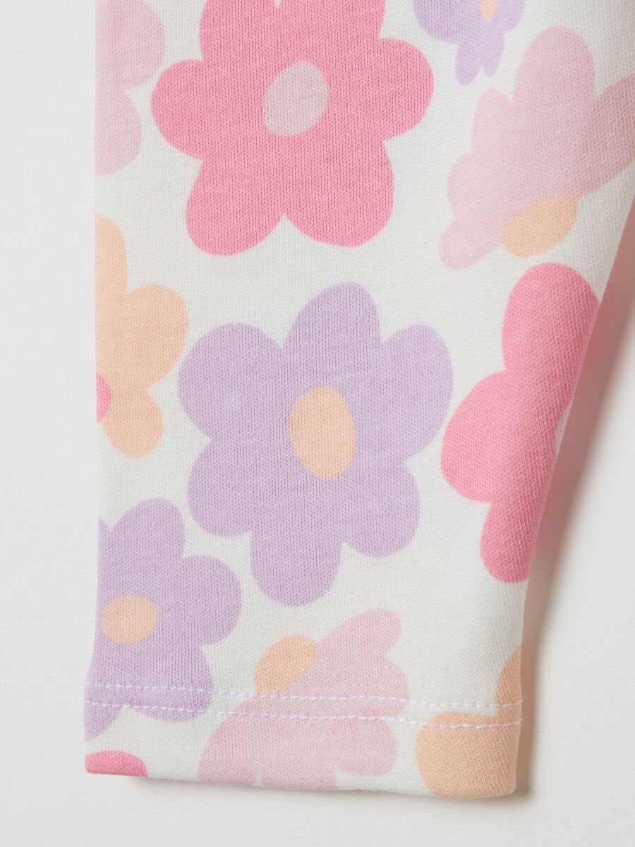 Cotton leggings with flowers print_3