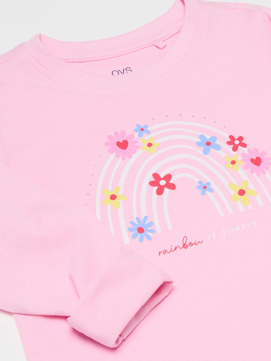 Long-sleeved T-shirt with print and diamantés_2