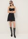 Black mini dress in stretch fabric with rhinestones_0