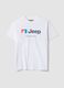 White pure cotton crew-neck T-shirt with Jeep print_4
