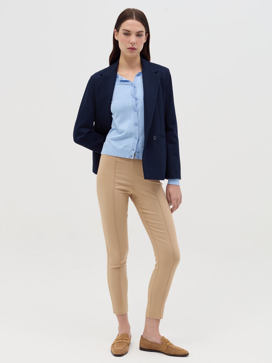 Cropped treggings with embossed seams_0