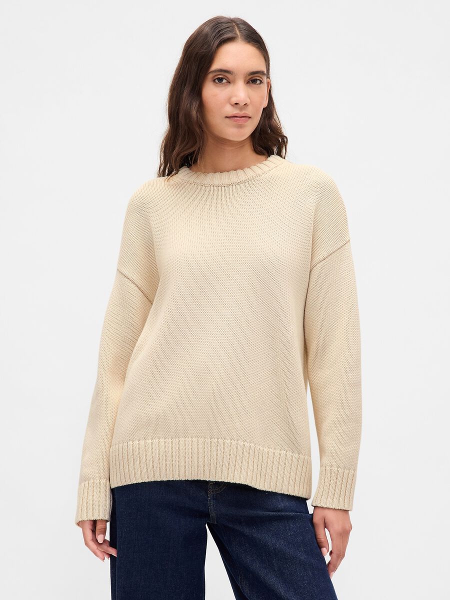 Pullover beige in cotone_0