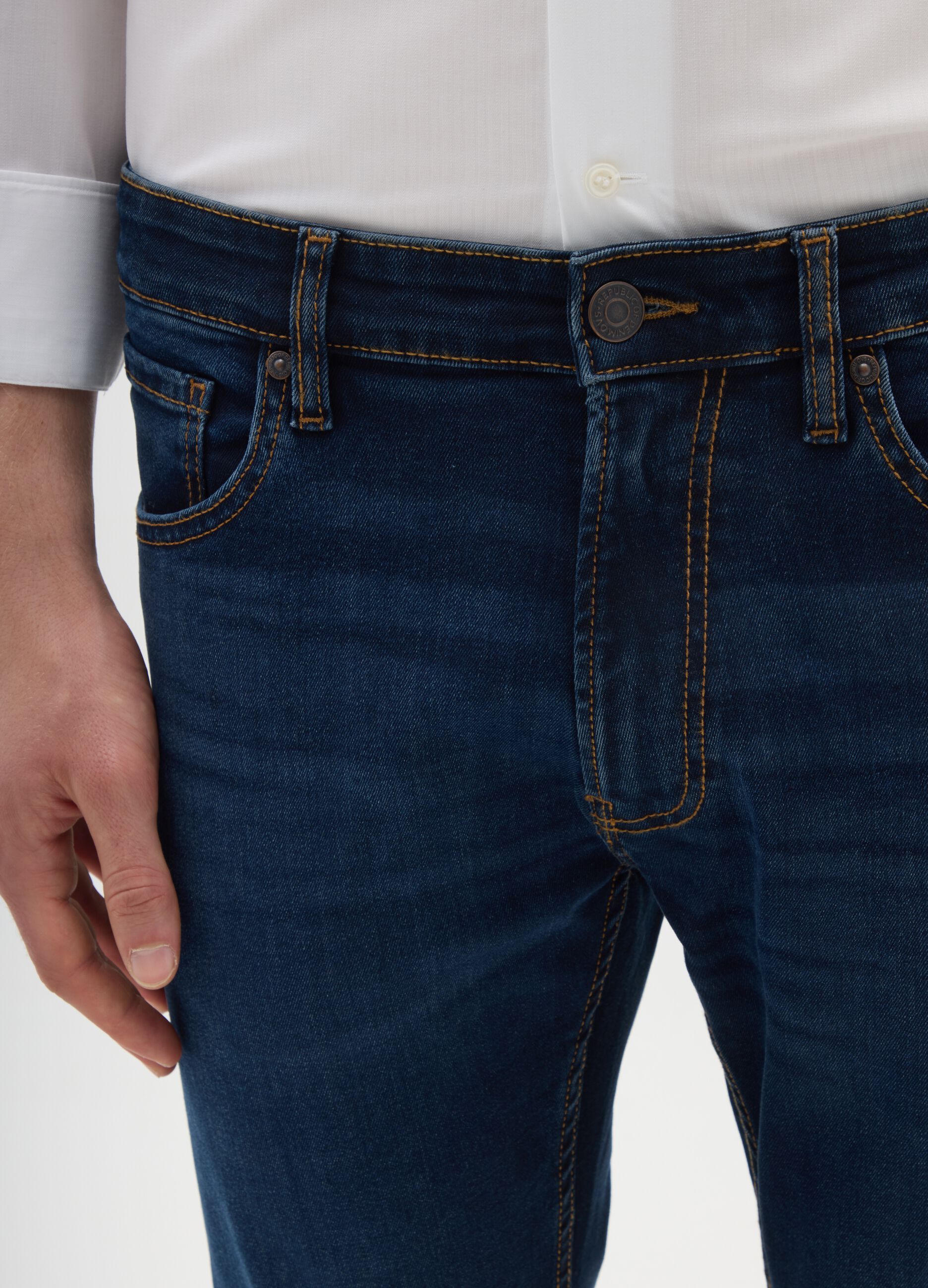 Blue slim fit denim trousers