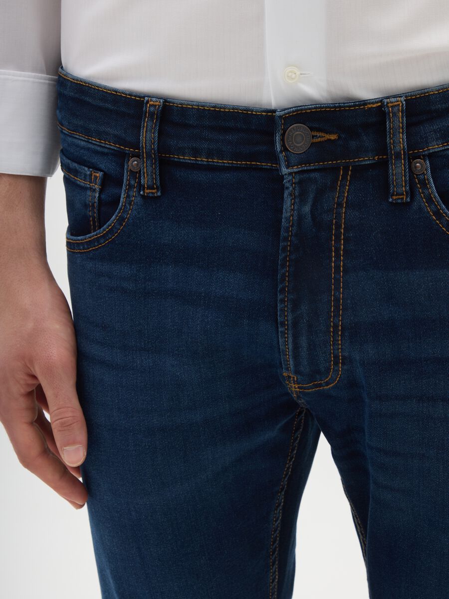 Blue slim fit denim trousers_3