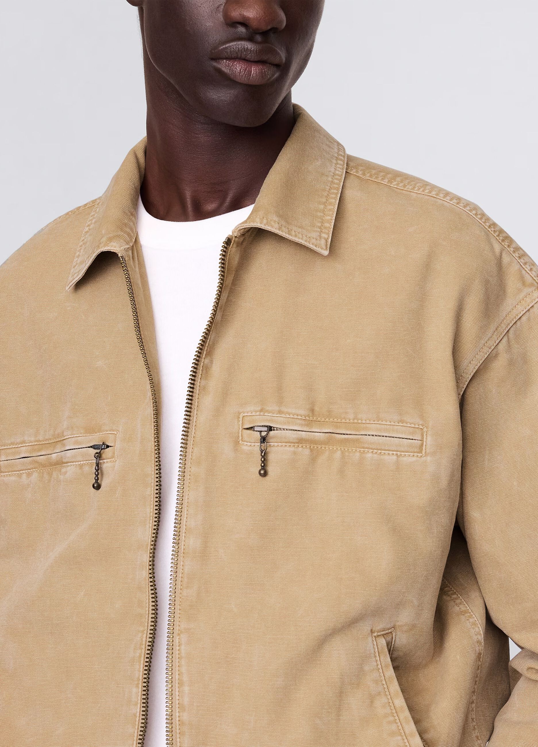 Beige lightweight jacket in 100% cotton
