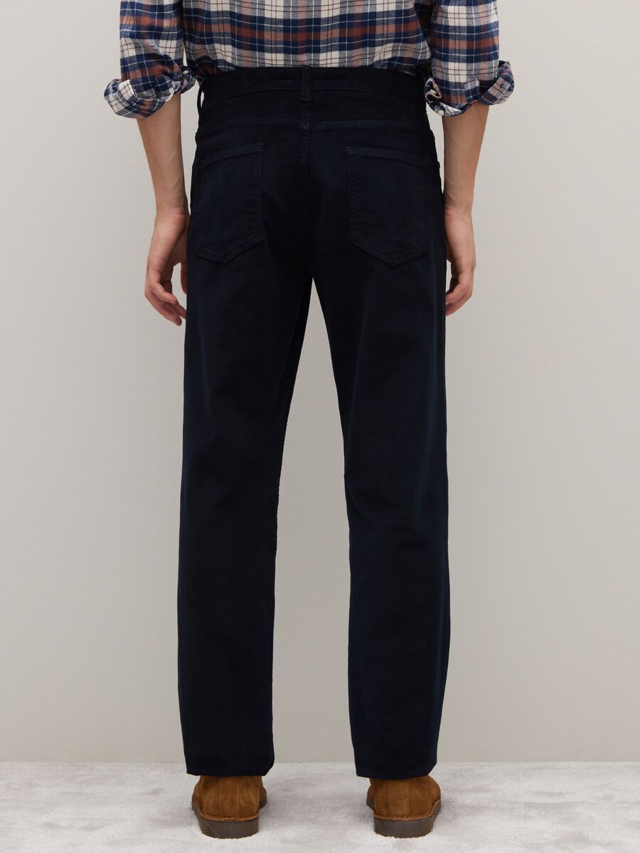 Blue Stretch Cotton Regular Fit Trousers_2