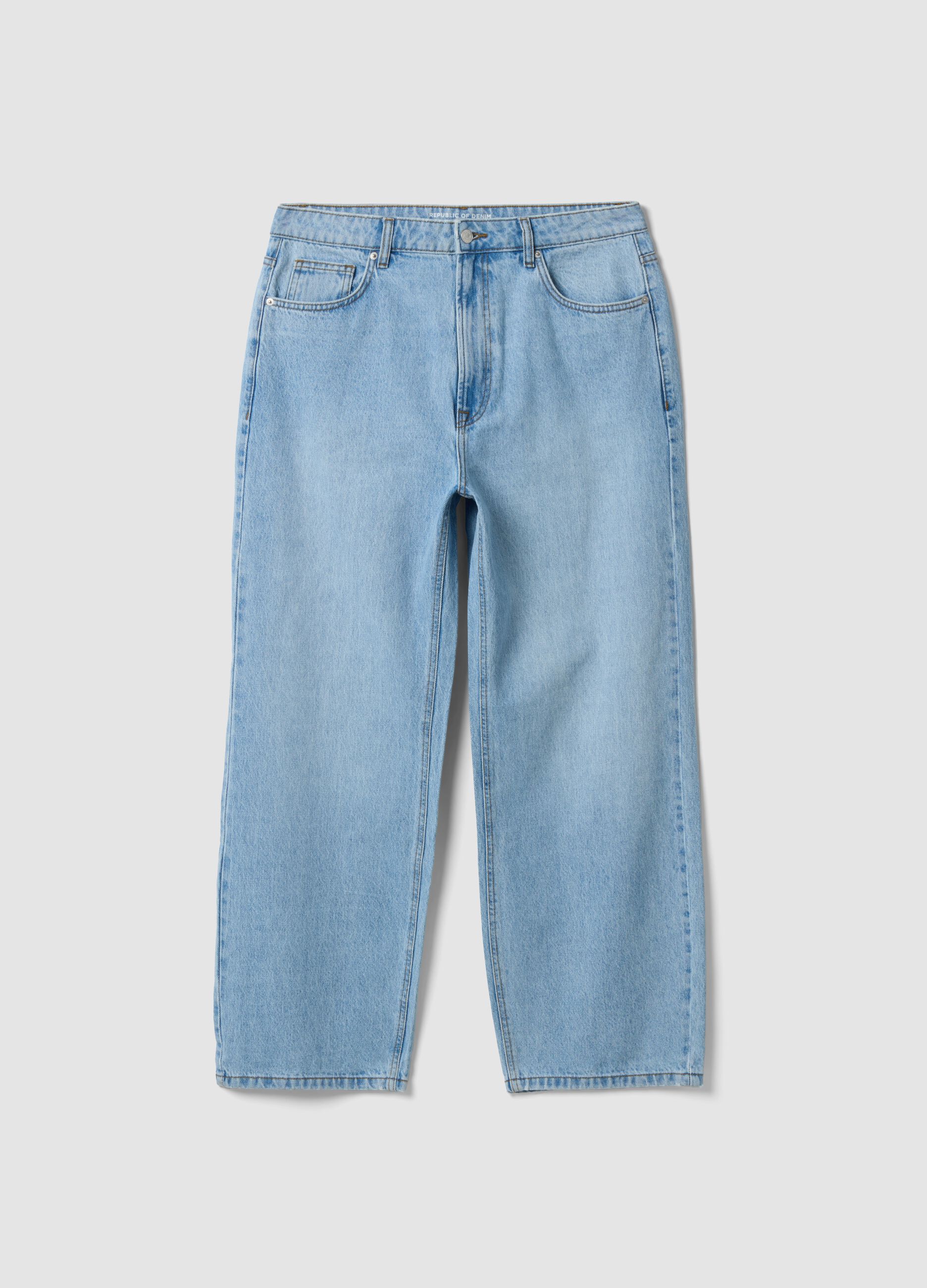 Light blue wide-leg jeans in pure cotton