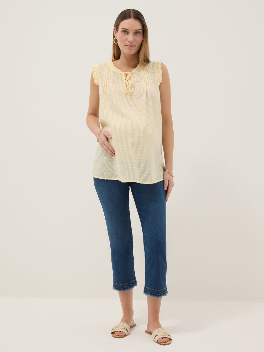 Yellow maternity blouse in pure cotton_0