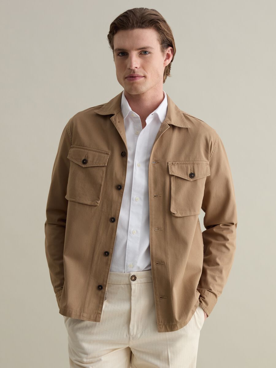 Solid colour shacket in twill_0