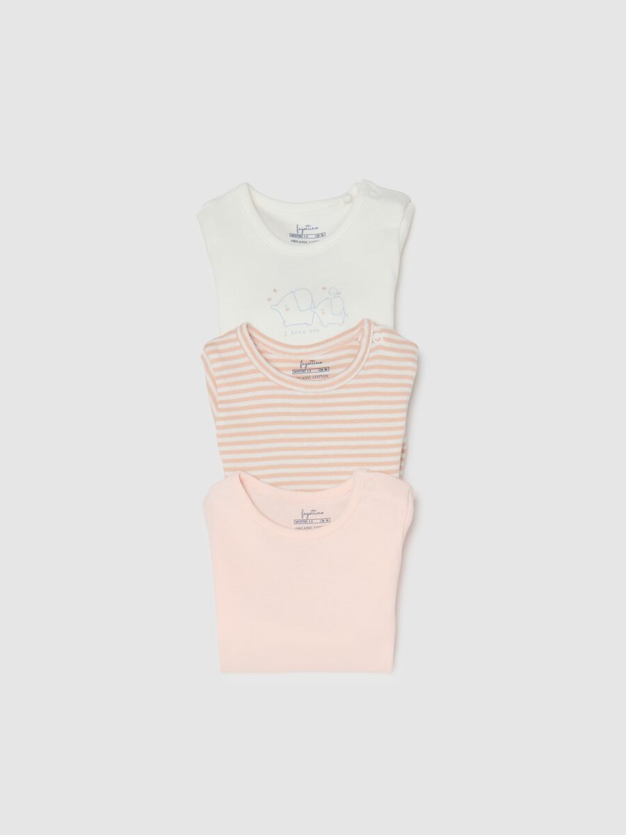 Tripack body in puro cotone multicolor con chiusura a bottoni per neonati_3