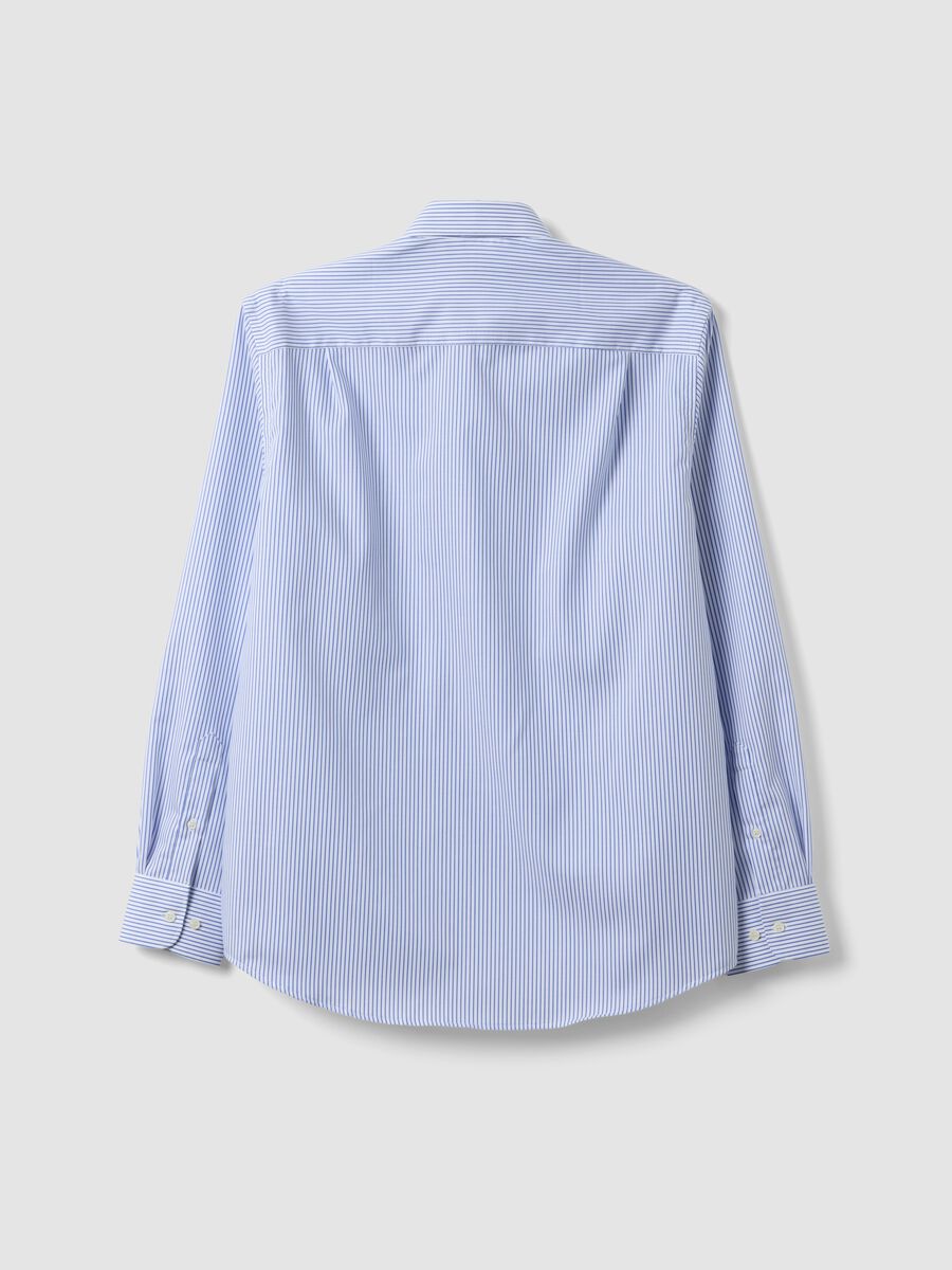 Light blue striped pure cotton dobby shirt with French collar, non-iron_6