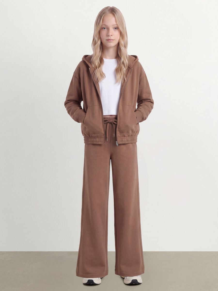 Girls&rsquo; brown culotte trousers in pure organic cotton_0