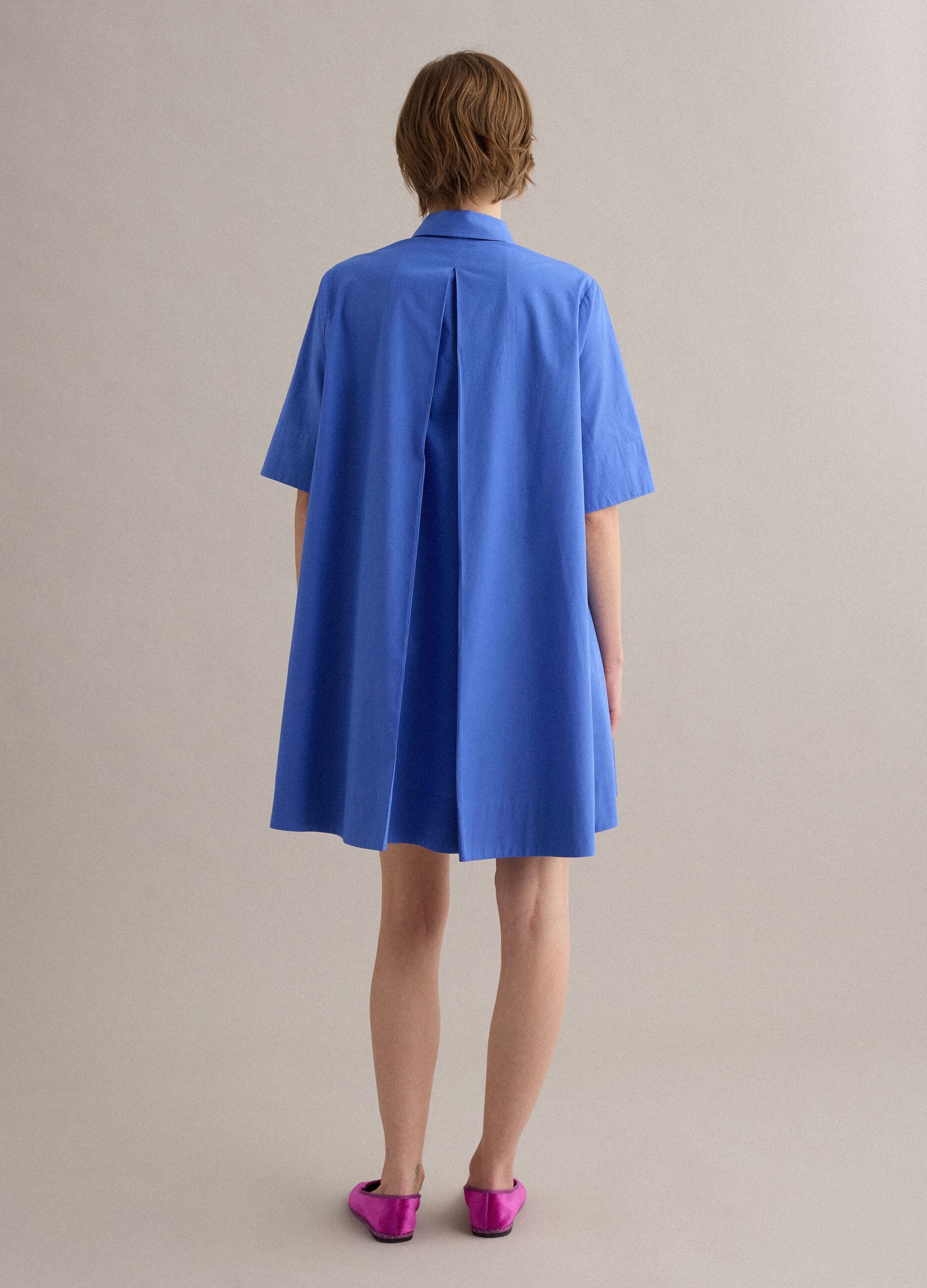 Blue pure cotton shirt dress
