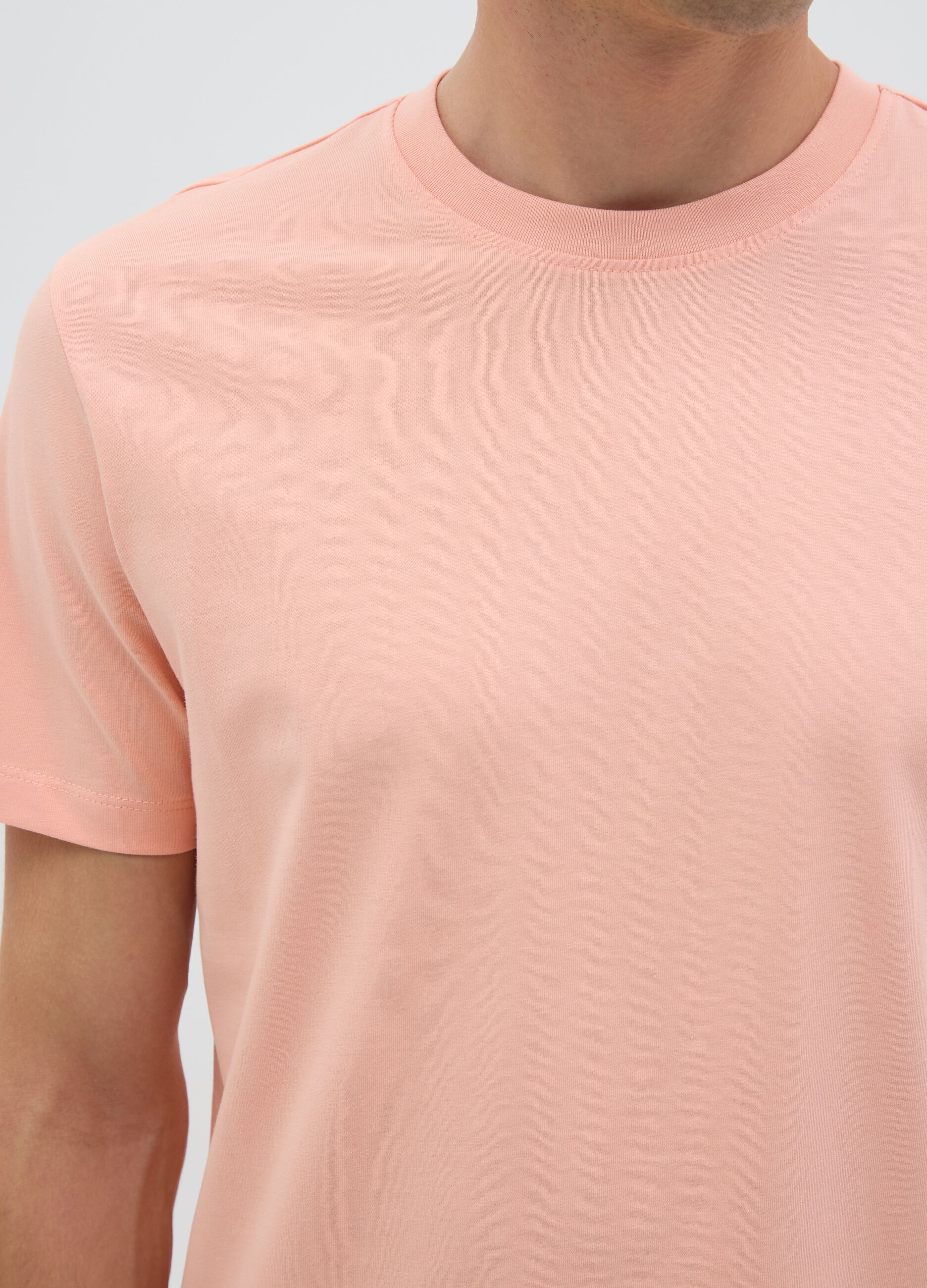 T-shirt da uomo in puro cotone rosa regular fit