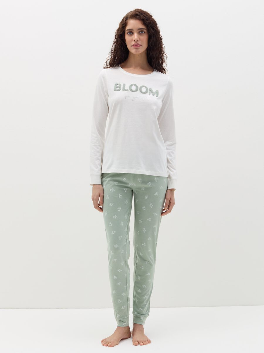 Cotton pyjamas with bouclé lettering_0