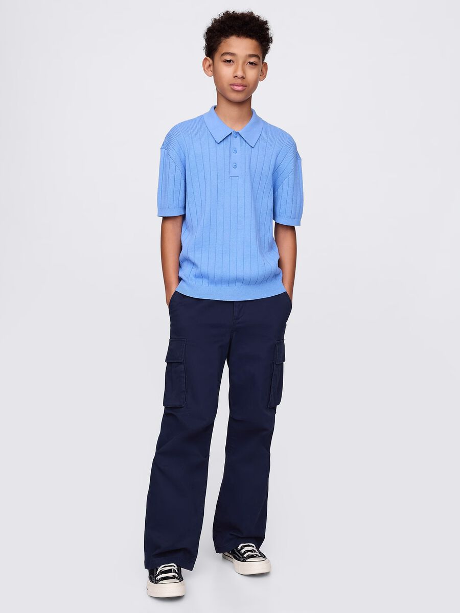 Light blue polo shirt with short sleeves in cotton_1