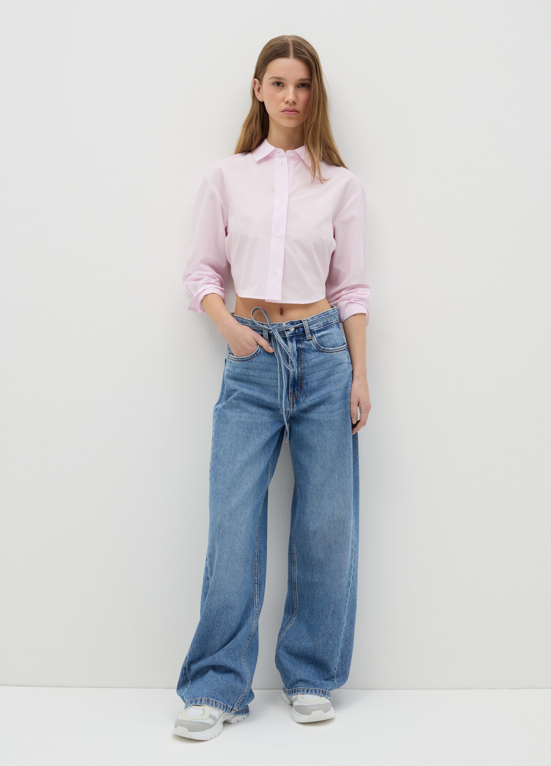 Cotton cropped shirt