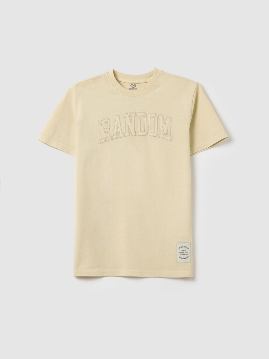 Cream Cotton Short Sleeve T-shirt_0