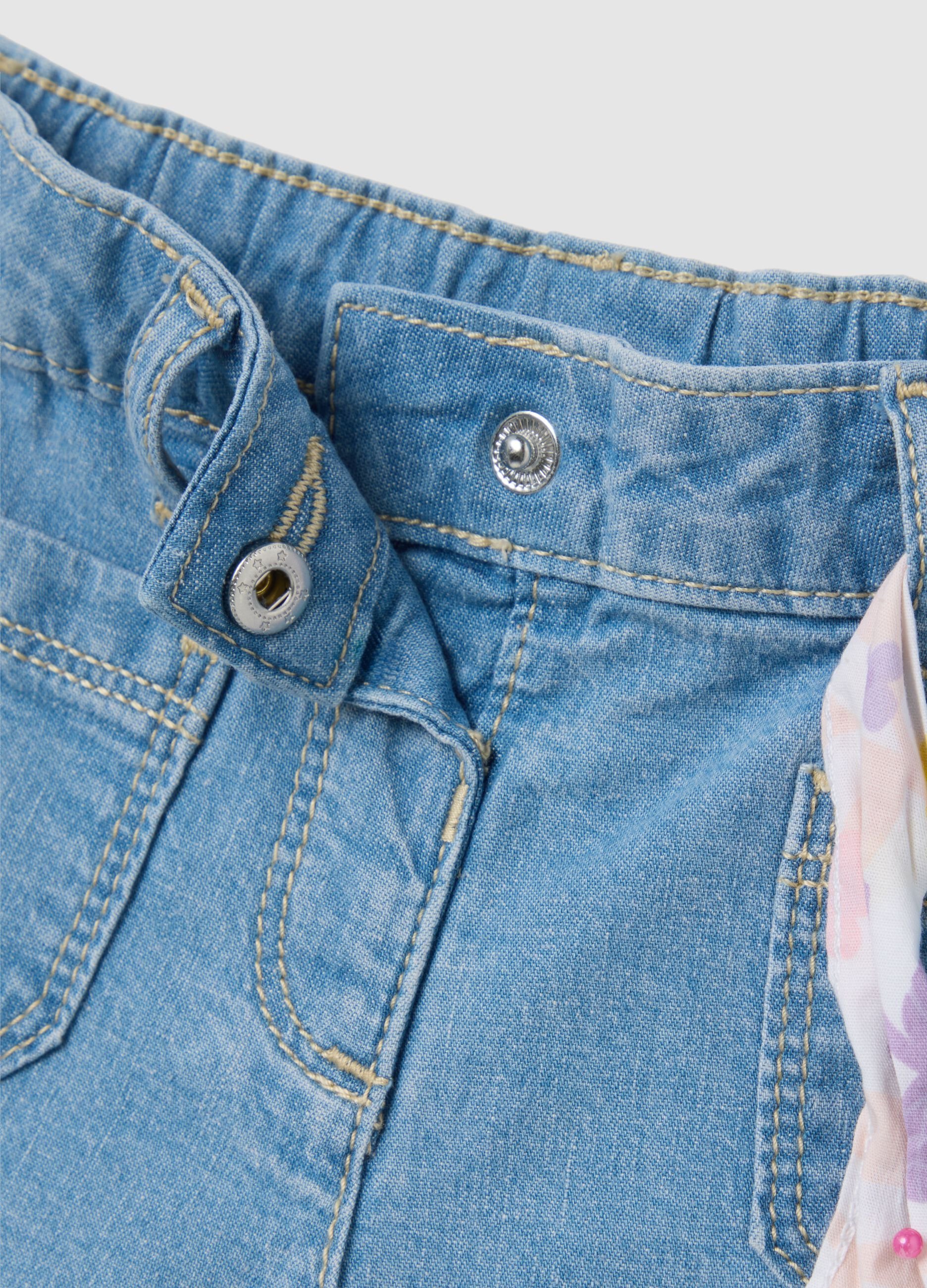 Shorts da bambina blu regular fit con cintura regolabile