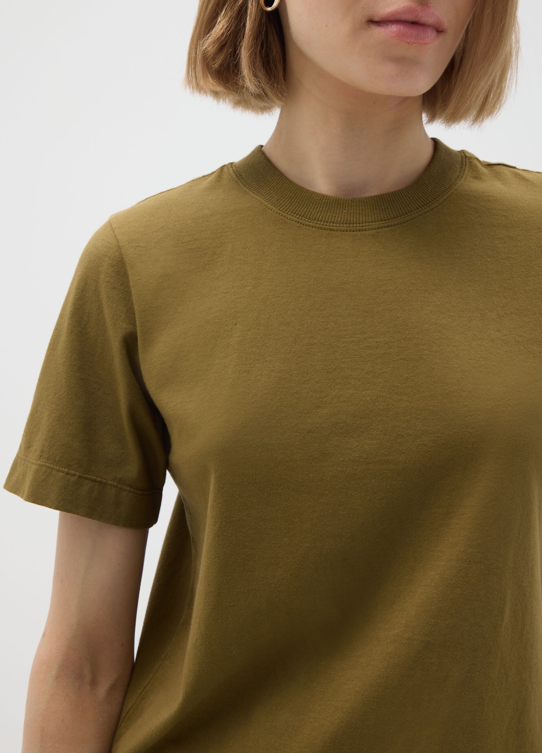 Women's green T-shirt in pure Italian cotton regular fit