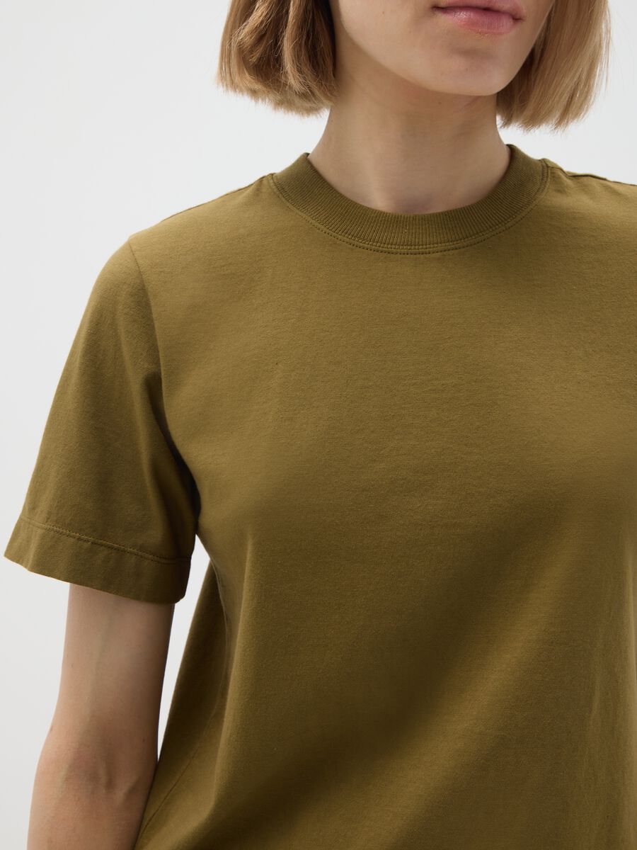 Women's green T-shirt in pure Italian cotton regular fit_3