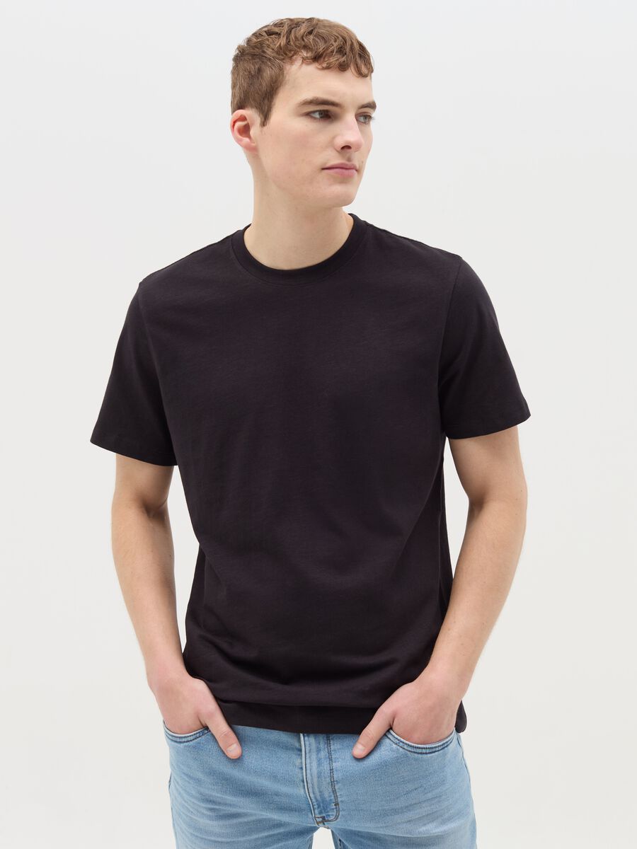 T-shirt in slub cotton with round neck_0