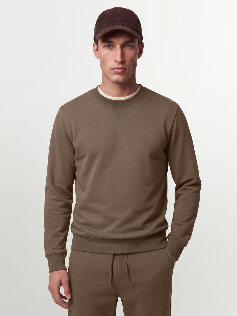 Grey crew-neck cotton-blend sweatshirt, regular fit_1