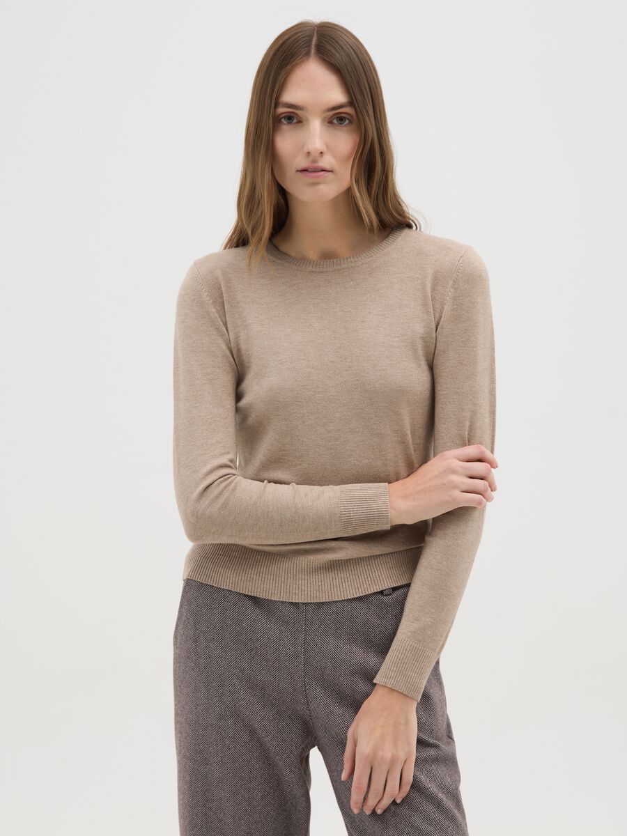 Maglia beige regular fit con scollo rotondo_0