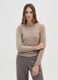 Beige Round Neck Long Sleeve Sweater_0