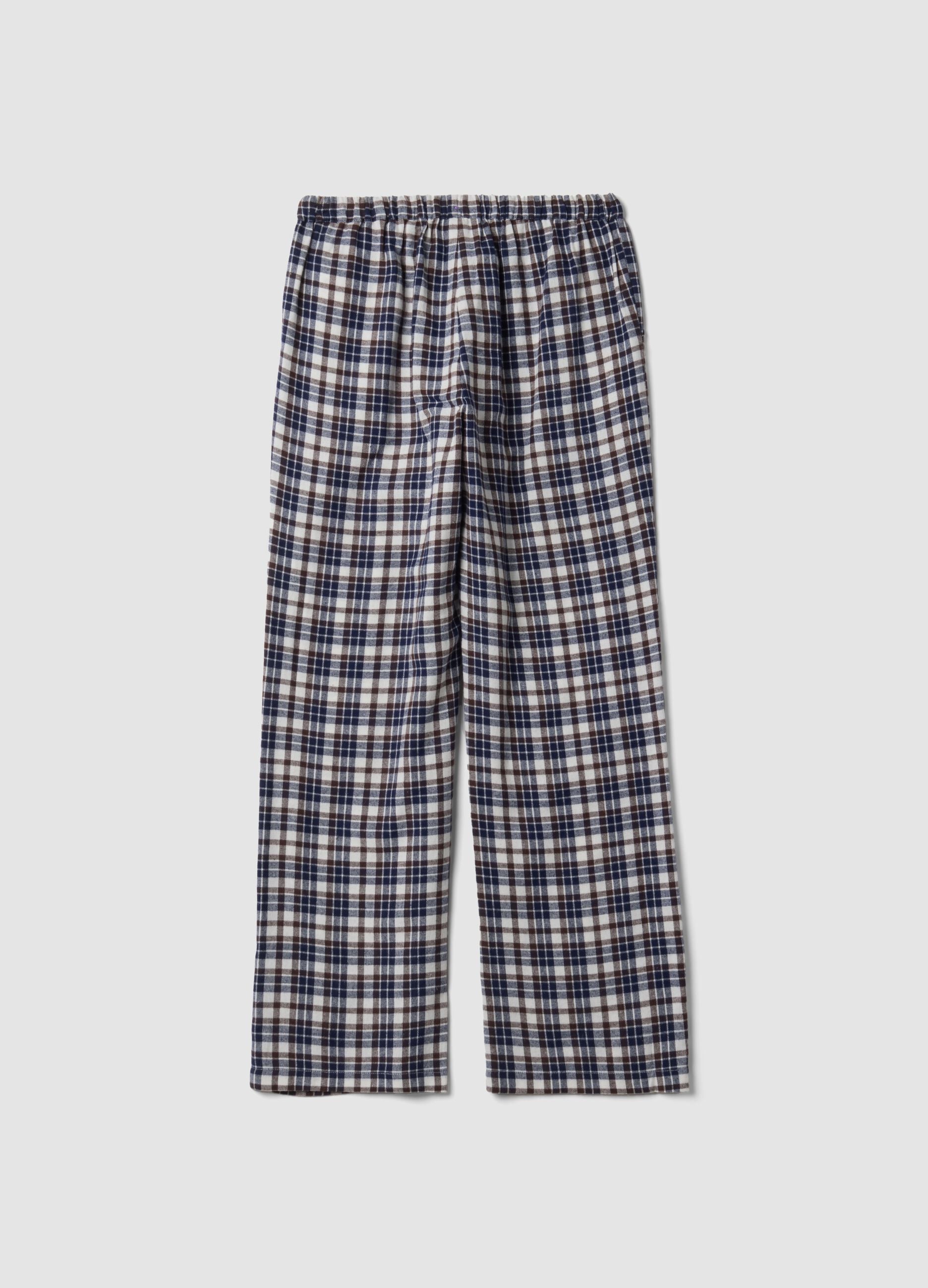 Multicolour checked pyjama trousers in pure organic cotton