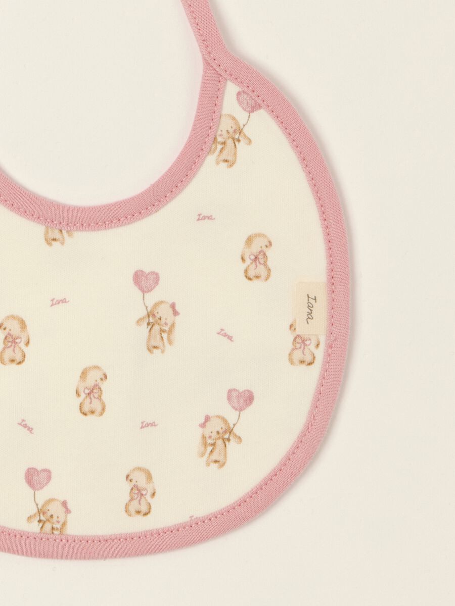 Two-pack of white pure cotton baby girl bibs with cute prints_1