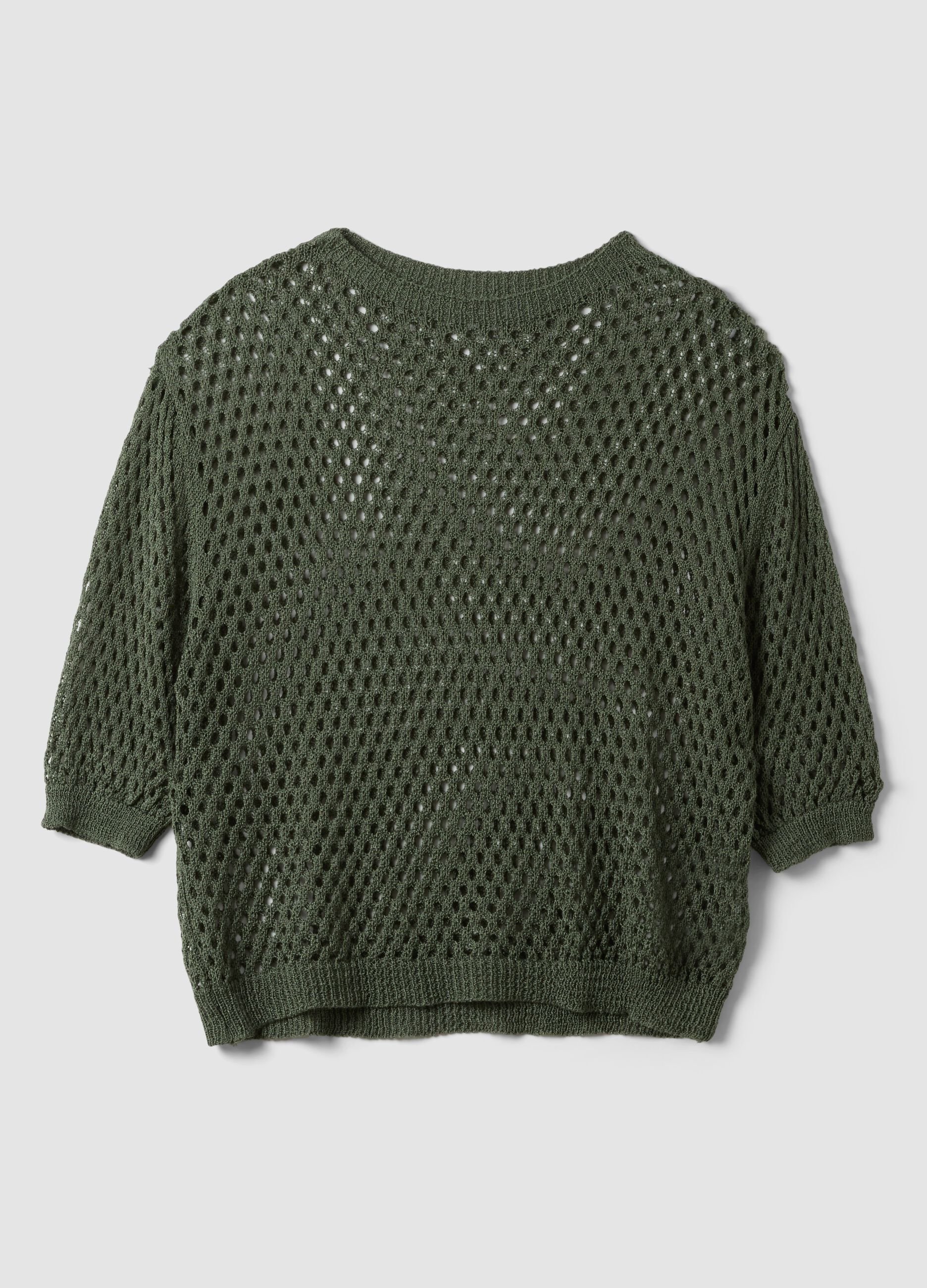 Green open-knit mesh top