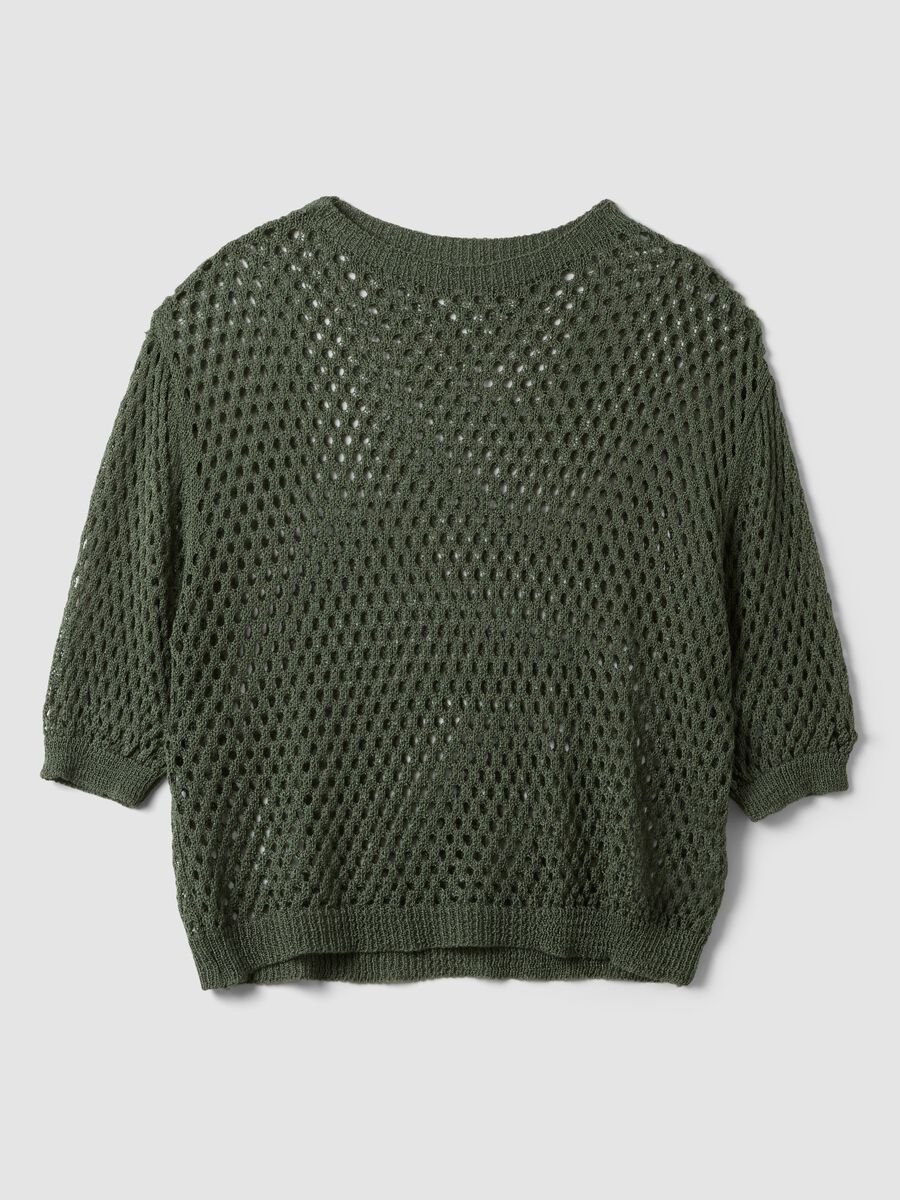 Green open-knit mesh top_4