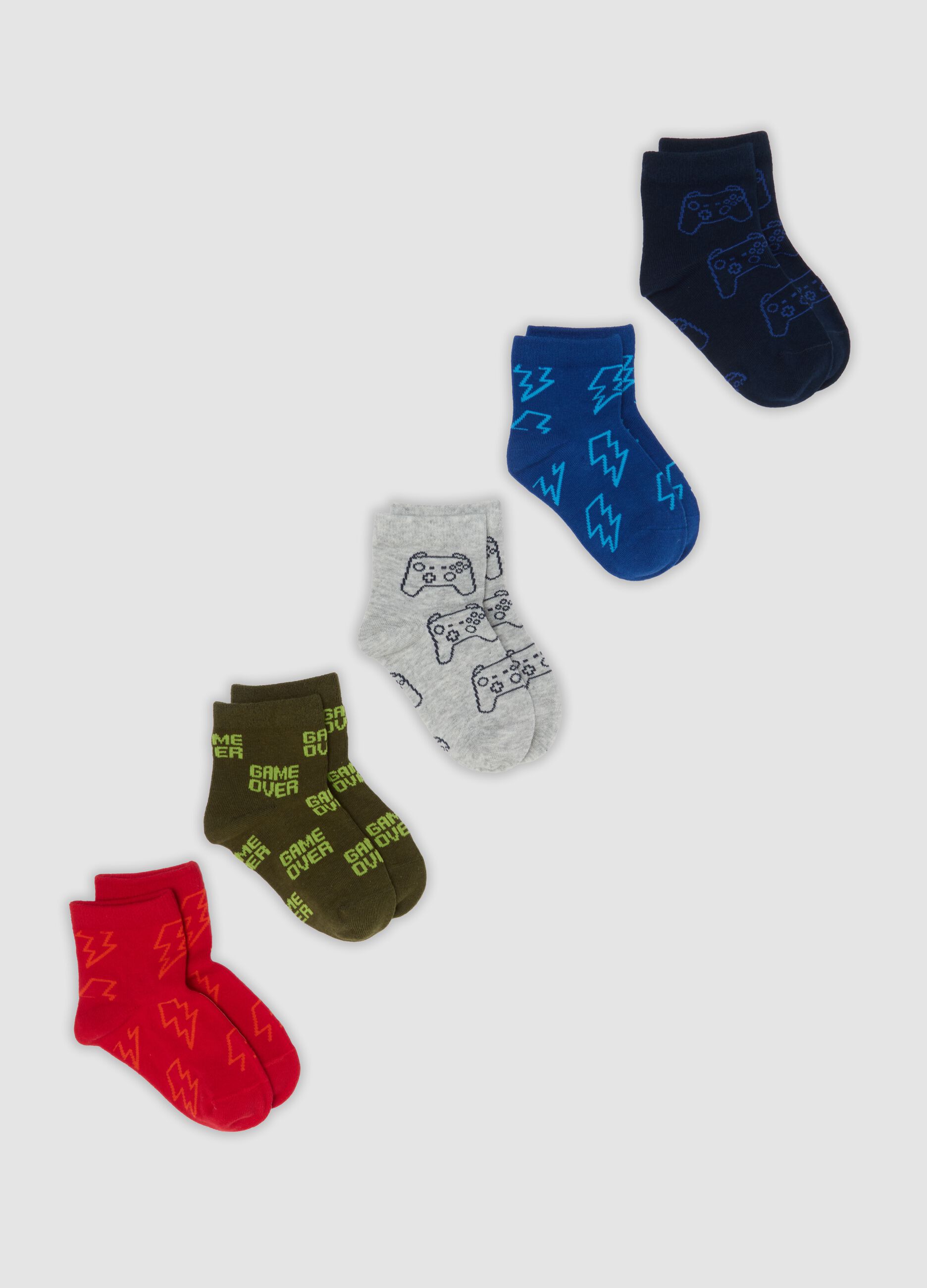 5-pack of multicolour short socks in stretch organic cotton