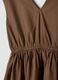 Brown pure cotton regular-fit dress with embroidery and V-neck_1