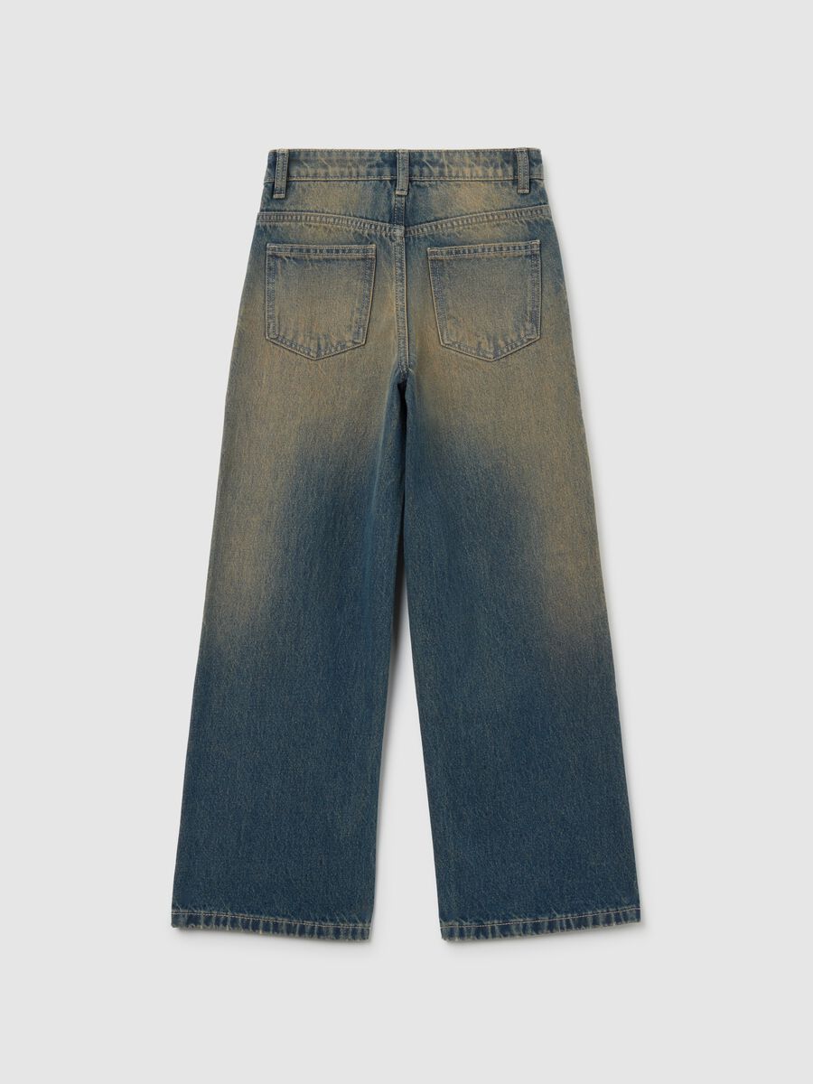 Girls' multicolour jeans in pure cotton regular fit_1